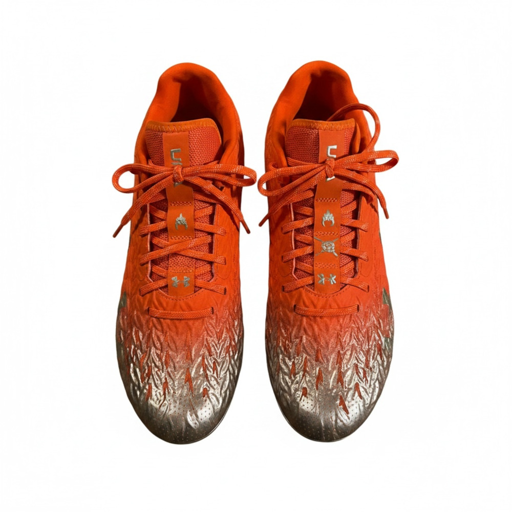 Under Armour Spotlight 4 MC Football Cleats 3027977-800 Orange Silver Size 12